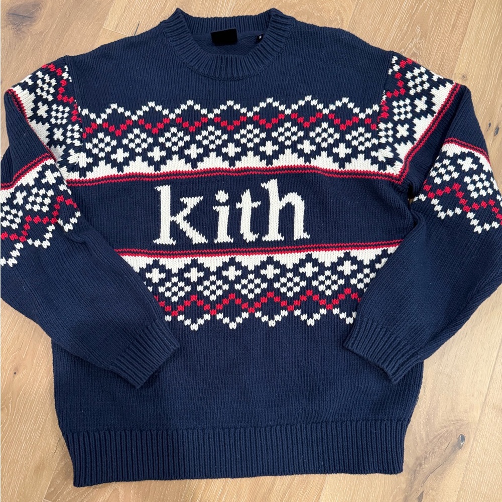 Kith kithmas Navy and Red Fair Isle Crewneck Sweater
